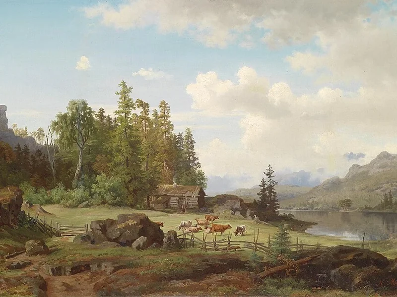 1827-Nils Björnsen Moller - Paesaggio con mucche al pascolo, 1855